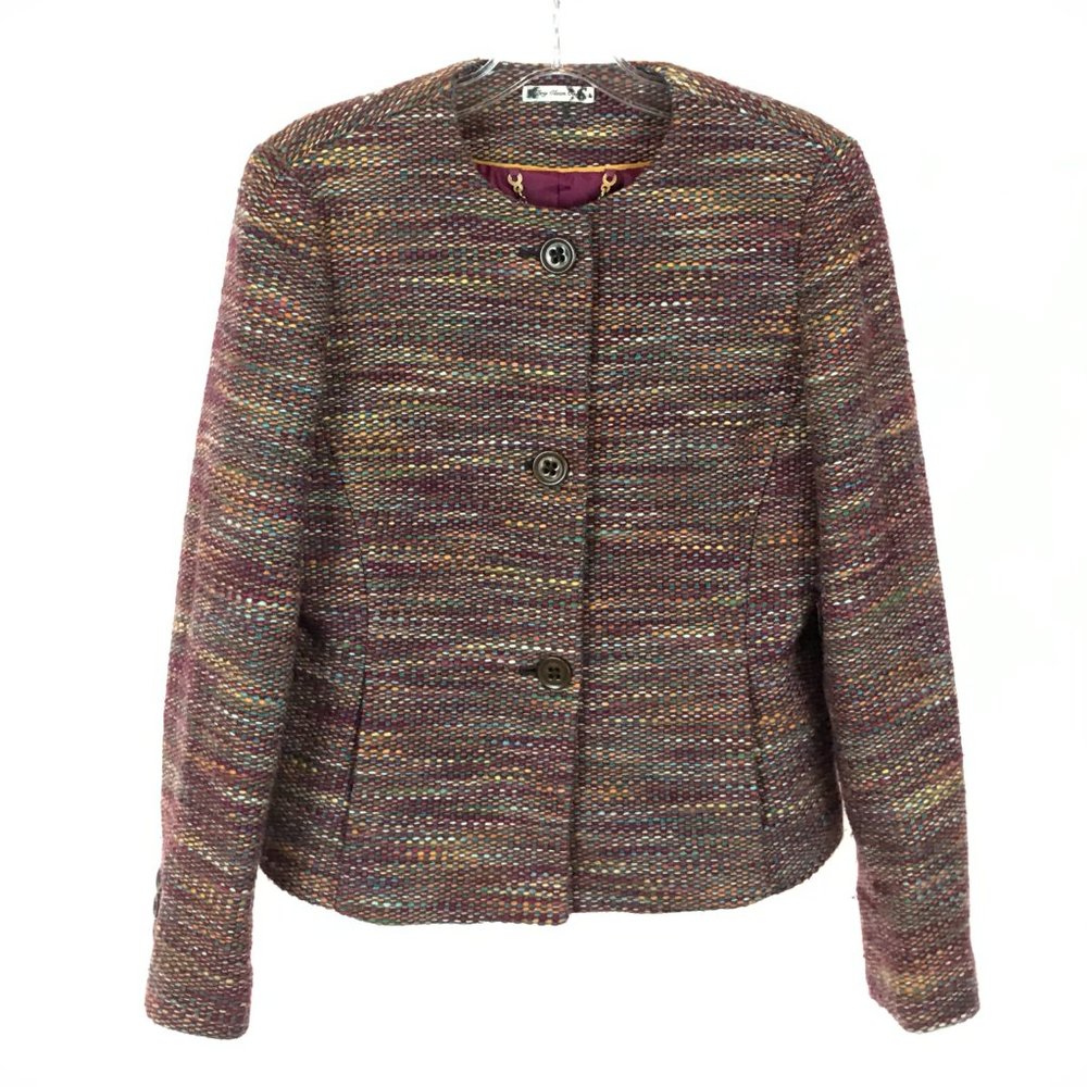 Size 4 LL Bean Wool Blend Tweed Button Down Jacket